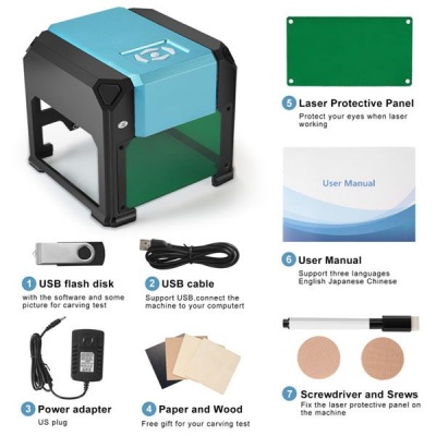 Conjunto de máquina de gravação a laser com acessórios variados