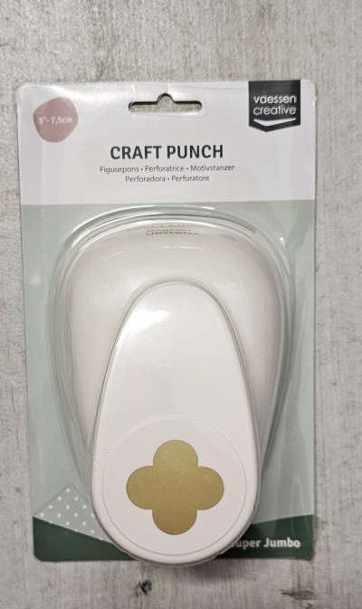 Perfuração decorativa de artesanato branca com padrão floral dourado em embalagem