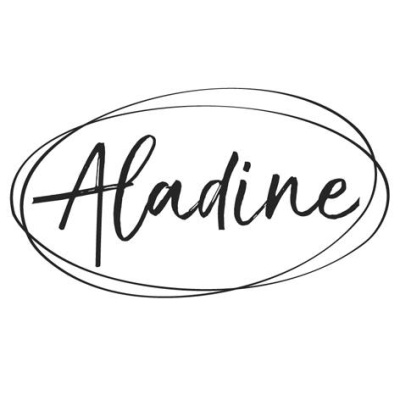 Logotipo Aladine em preto com linhas ovais