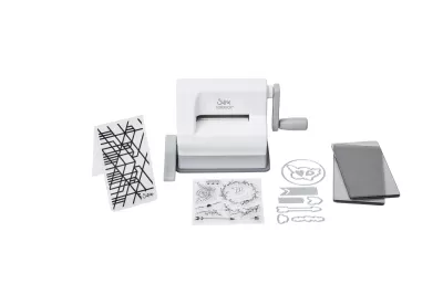 Máquina manual Sizzix Sidekick branca com acessórios para corte e padrões de papel