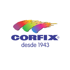 Logótipo CORFIX com pinceladas coloridas e texto desde 1943