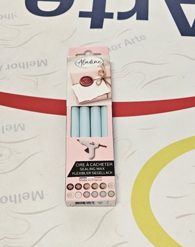 Conjunto de varetas de cera para lacrar azul em embalagem rosa da Aladine