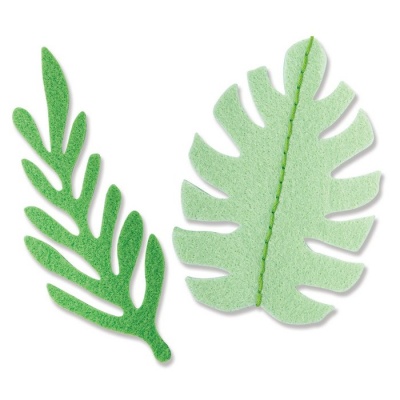 Dois recortes de folhas em tecido verde