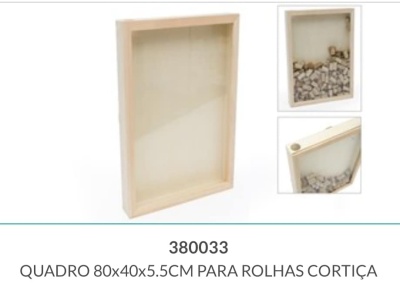 Quadro de madeira com compartimento para rolhas de cortiça