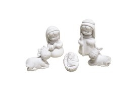 Estatuetas de presépio brancas em cerâmica