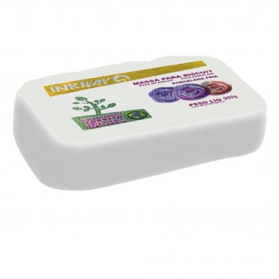 Barra de massa para biscuit branca da marca INKWAY com embalagem e texto