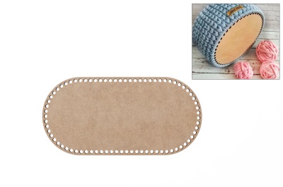 Base oval de cortiça castanha clara com orifícios na borda para artesanato