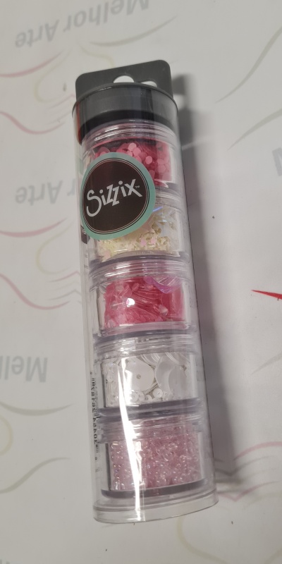 Conjunto de frascos com lantejoulas e miçangas Sizzix em várias cores