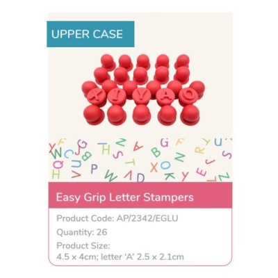 Selos de letras Easy Grip vermelhos em plástico