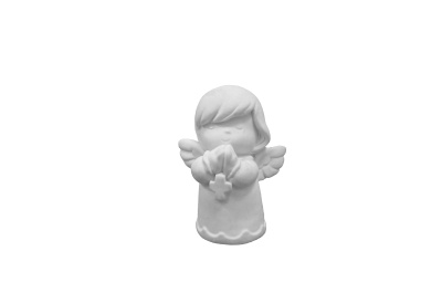 Figura decorativa de anjo em cerâmica branca
