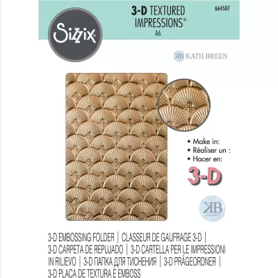 Pasta de embossing 3-D com padrão dourado de escamas em relevo da marca Sizzix