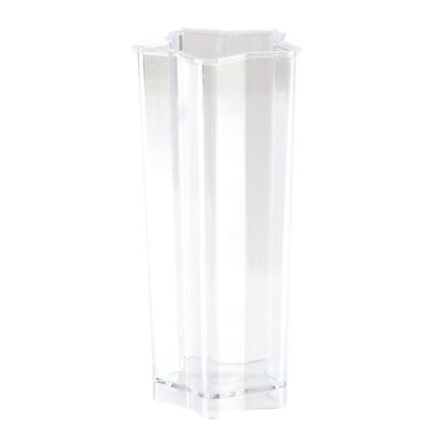 Vaso de vidro alto transparente em forma hexagonal