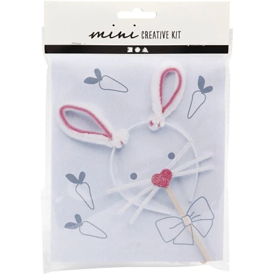 Kit criativo mini com acessórios para rosto de coelho em embalagem transparente