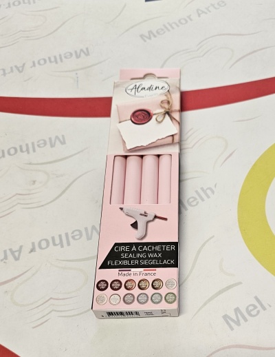 Pack de velas de selo para lacre cor rosa claro em embalagem branca e rosa com texto