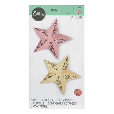 Cortantes Sizzix Thinlits em forma de estrelas rosa e amarela com padrão