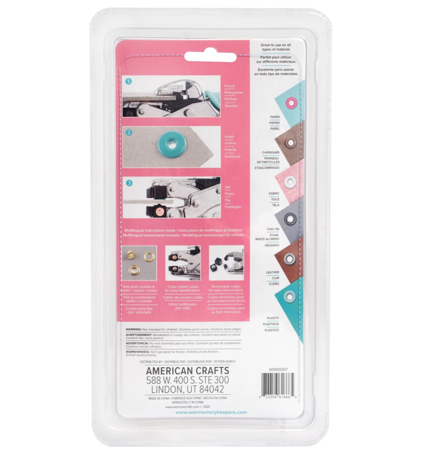 Crop-A-Dile | Ilhós | Rosa Gold Pacote de crachás coloridos com ilhóses metálicos