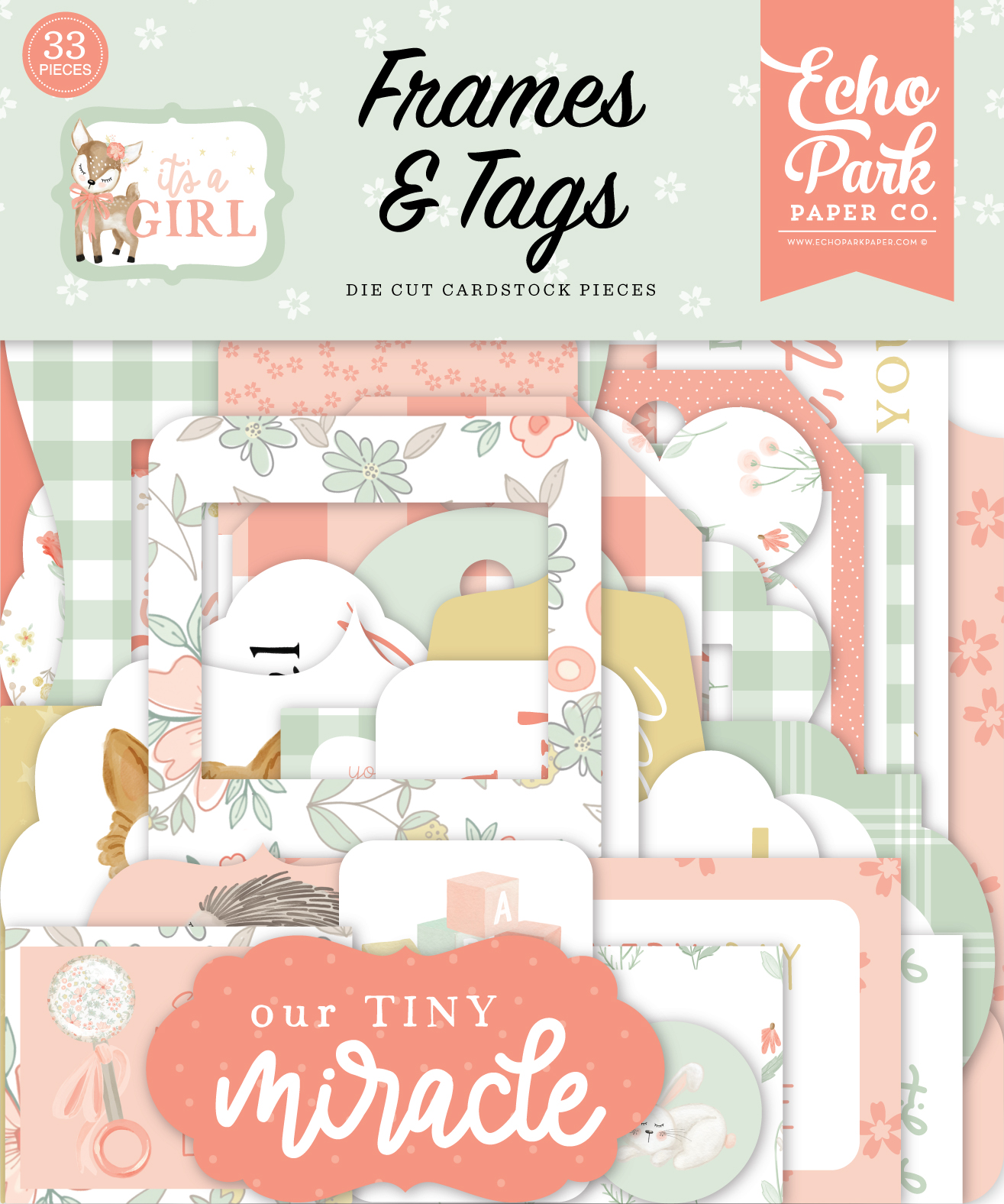 Pacote de cartões recortados com molduras e etiquetas decorativas para bebé