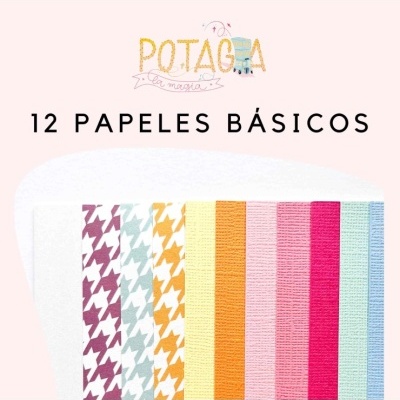 12 papéis básicos Potagia com padrões e cores variadas