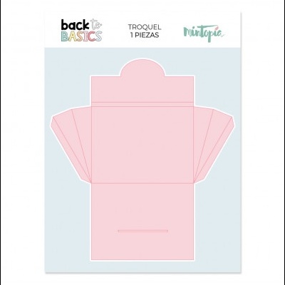 Matriz de corte para caixa rosa claro com embalagem branca e azul claro