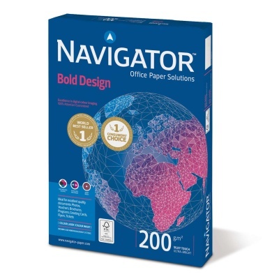 Pacote de papel de escritório azul com design do globo terrestre e textos Navigator Bold Design 200 folhas 80g