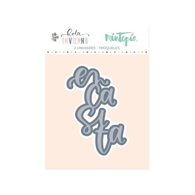 Dois troqueles metálicos em embalagem Mintopía com texto 'hola INVIERNO'