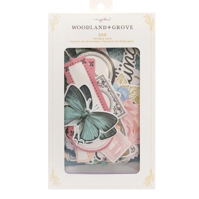 Conjunto de papel decorativo Woodland Grove com 200 peças em caixa branca com janela.