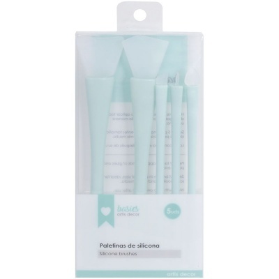 Conjunto de 5 paletinas de silicone brancas e azul claro em caixa transparente