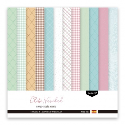 Conjunto de papéis decorativos para artesanato com padrões em tons pastel