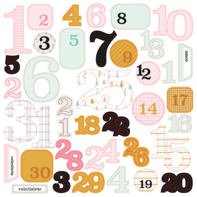 Números coloridos variados em diferentes estilos e tamanhos sobre fundo branco