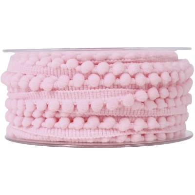 Fita decorativa rosa com bolas em carretel plástico