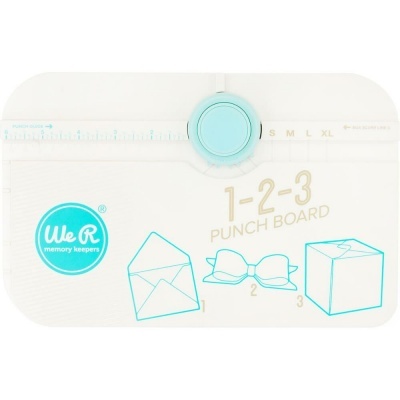 Ferramenta multifunções We R memory keepers 1-2-3 Punch Board em plástico branco e azul claro