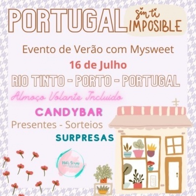 Cartaz de evento com texto colorido e ilustração de casa com plantas