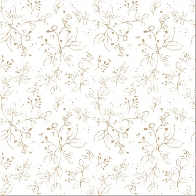 Papel de parede branco com ramos e folhas dourados em padrão repetitivo