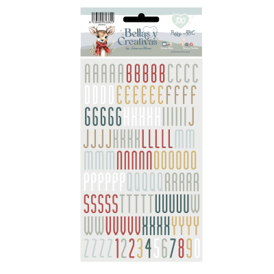 Pacote de autocolantes letras e números coloridos Bellas Creativas