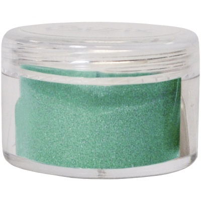 Frasco pequeno transparente com faixa verde granulada no interior