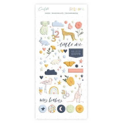 Autocolantes decorativos para bebé com animais, números, flores e texto em tons pastel
