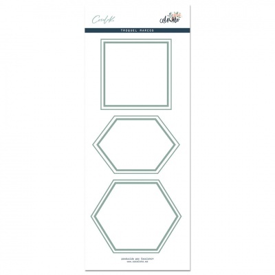 Conjunto de três molduras geométricas cinza-esverdeadas em fundo branco