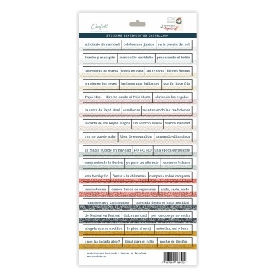 Folha de autocolantes com frases em castelhano para mensagens sentimentais