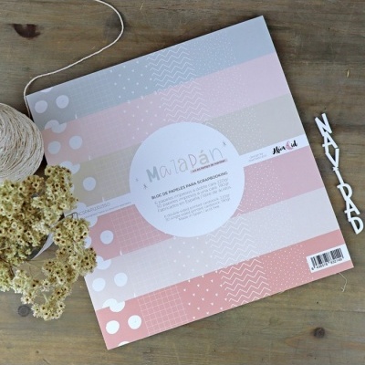 Bloco de papéis para scrapbooking em tons pastel com decoração geométrica