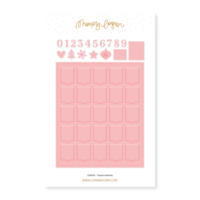 Memory logger com números, ícones e caixas cor-de-rosa em fundo branco