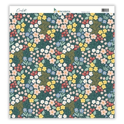 Papel de embrulho floral colorido com texto no topo