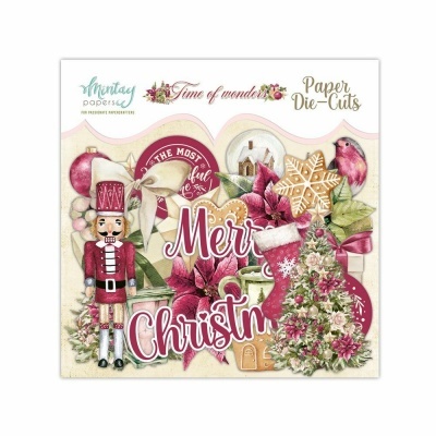 Conjunto de recortes em papel para decoração de Natal com elementos festivos variados e texto Merry Christmas