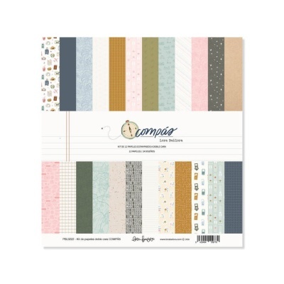 Kit de papéis estampados com 12 designs coloridos em dupla face