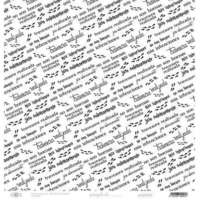 Papel acetato transparente com texto impresso repetido em várias fontes e tamanhos.