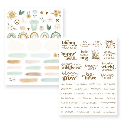 Cartolina decorativa com frases e desenhos infantis coloridos