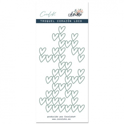 Conjunto de troquel de metal em forma de corações entrelaçados na embalagem branca