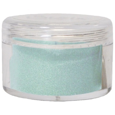 Recipiente transparente com fita adesiva verde água