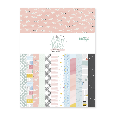 Conjunto de folhas de papel decorativo para scrapbook com vários padrões e cores pastéis