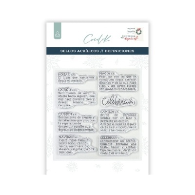 Pacote de selos acrílicos com definições em espanhol