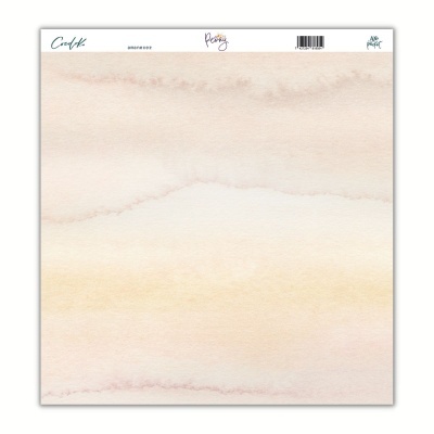 Papel decorativo com padrão de aquarela em tons pastel e texto na parte superior